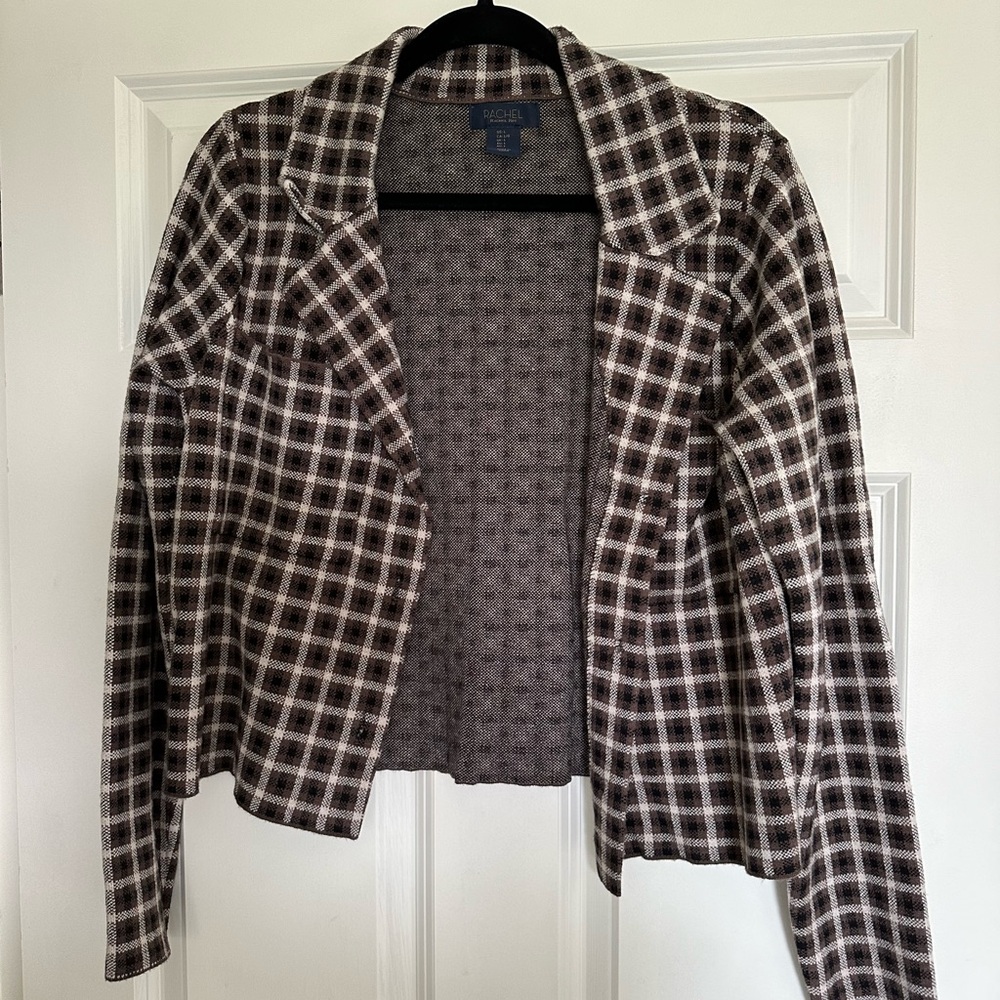 RACHEL Rachel Roy Black and White Plaid Blazer
